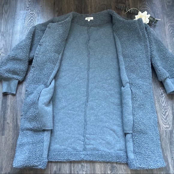 Madewell Oversized Grey Bonded Fleece Cocoon Coat - Picture 9 of 14